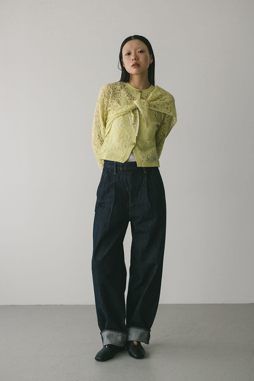 ニュアンスレースニットカーデ L/GRN FREE