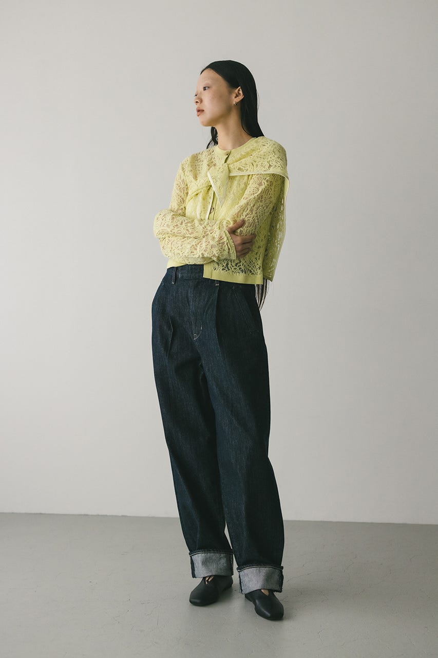 ニュアンスレースニットカーデ L/GRN FREE