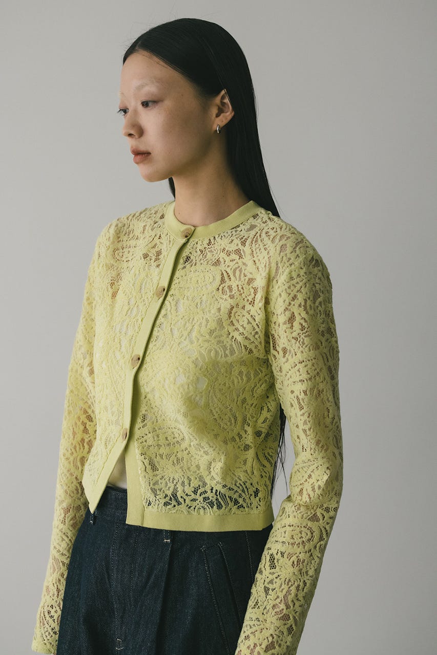 ニュアンスレースニットカーデ L/GRN FREE