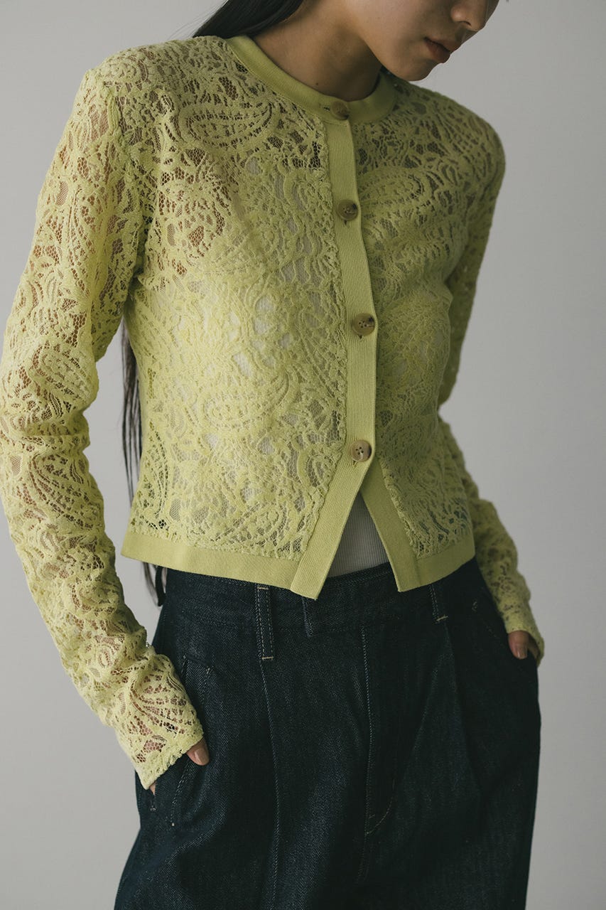 ニュアンスレースニットカーデ L/GRN FREE