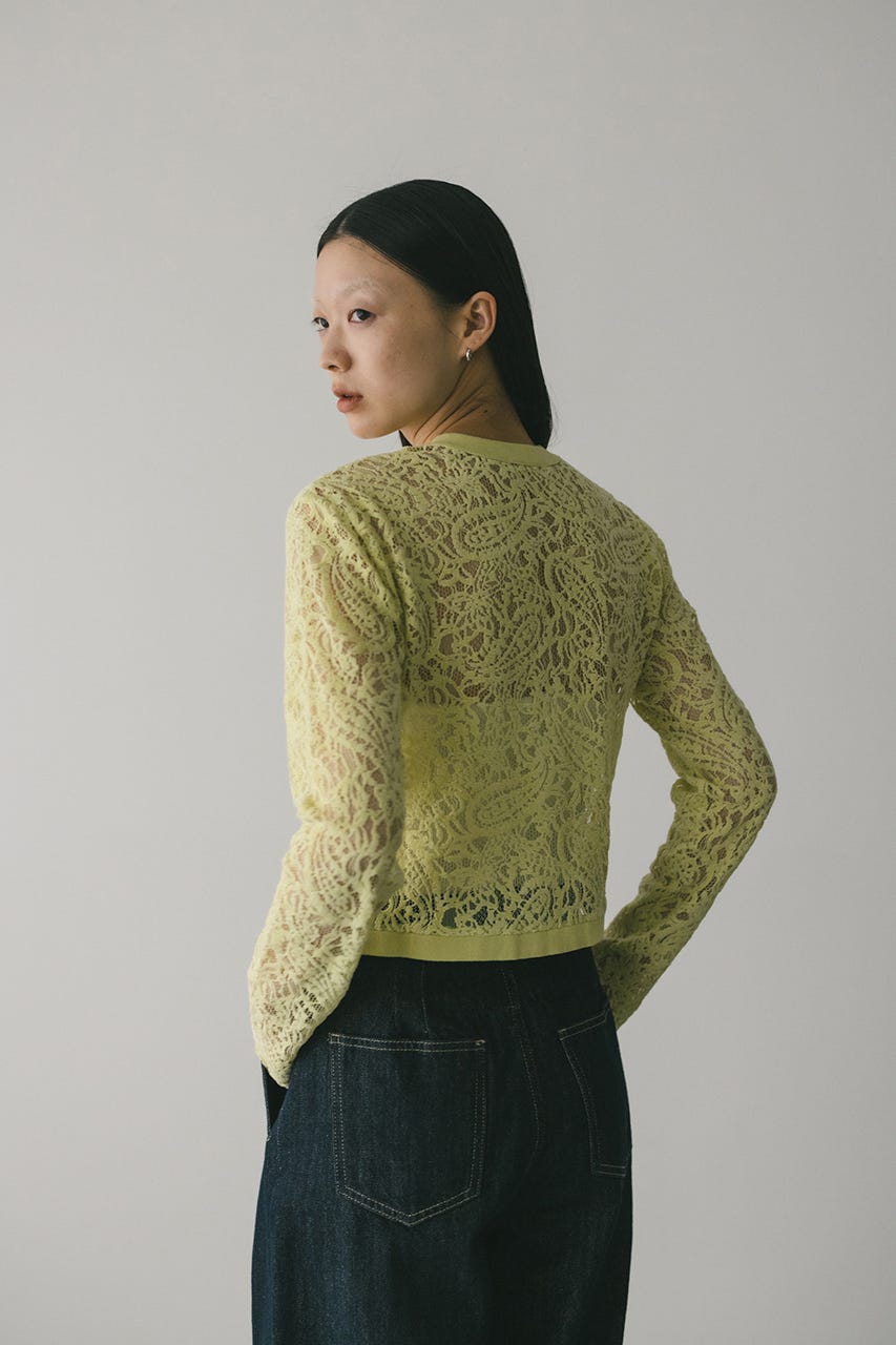ニュアンスレースニットカーデ L/GRN FREE