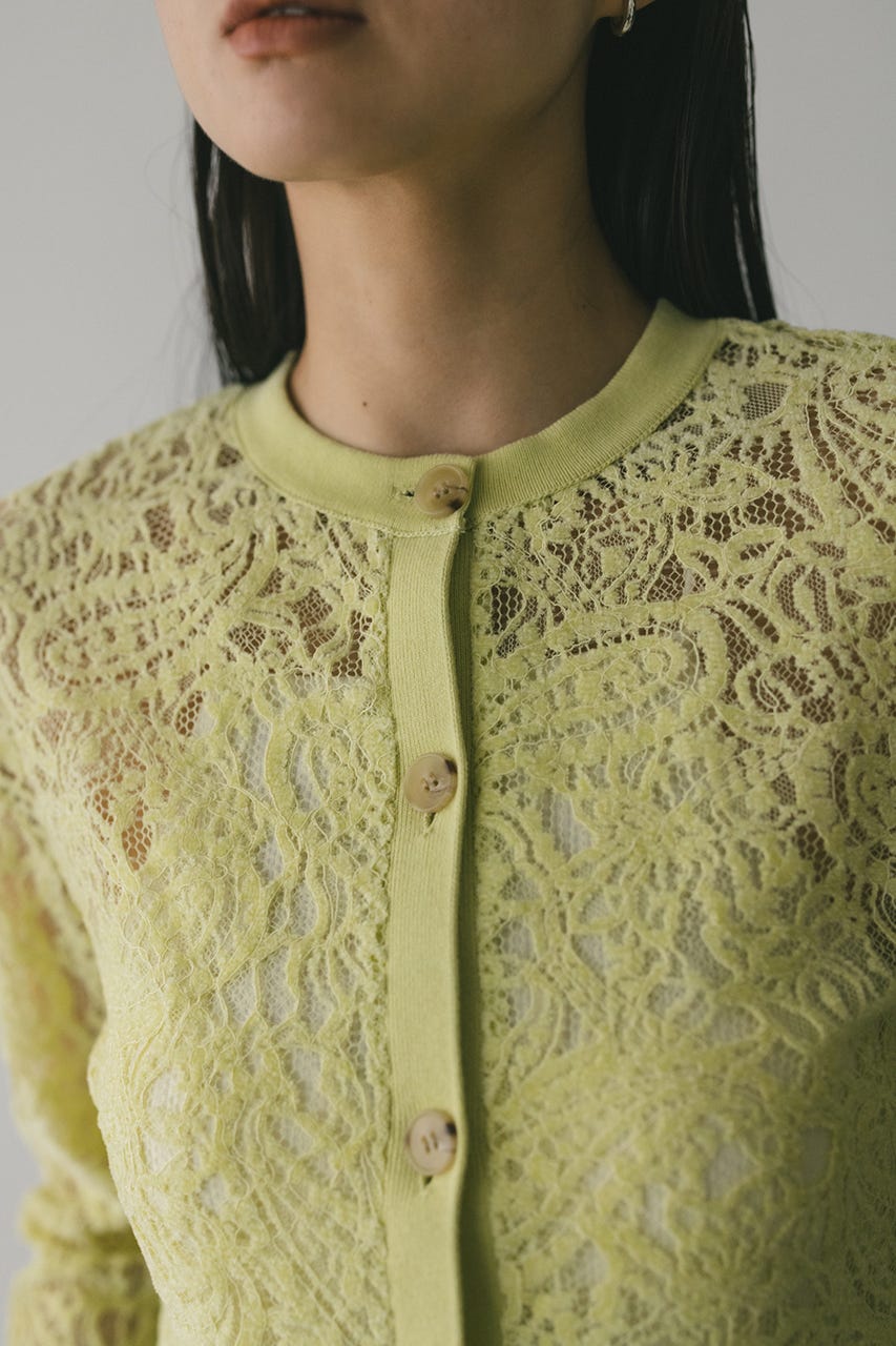 ニュアンスレースニットカーデ L/GRN FREE