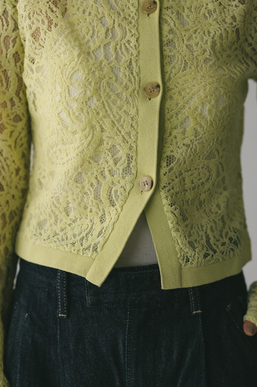 ニュアンスレースニットカーデ L/GRN FREE