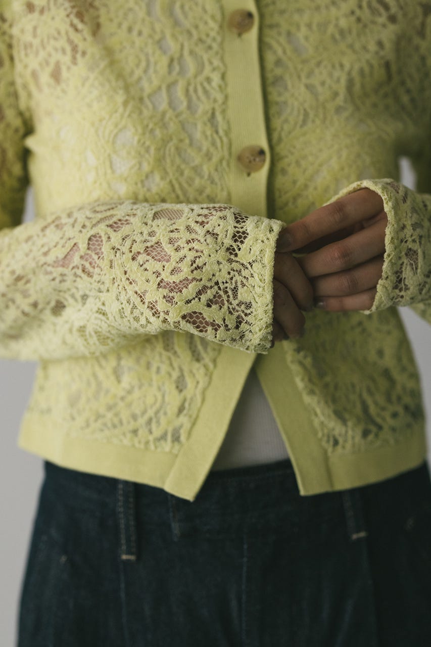 ニュアンスレースニットカーデ L/GRN FREE