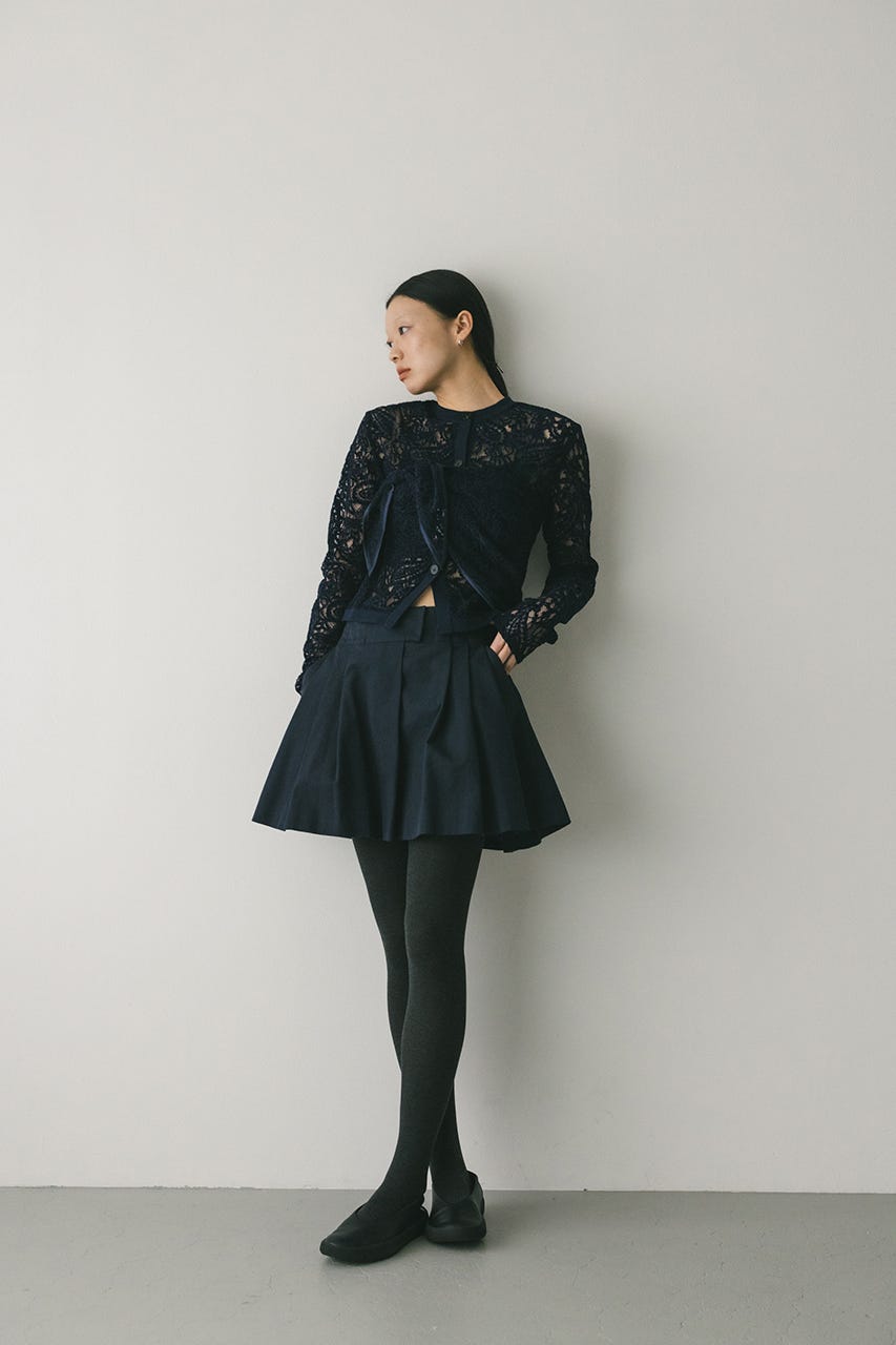 ニュアンスレースニットカーデ NVY FREE