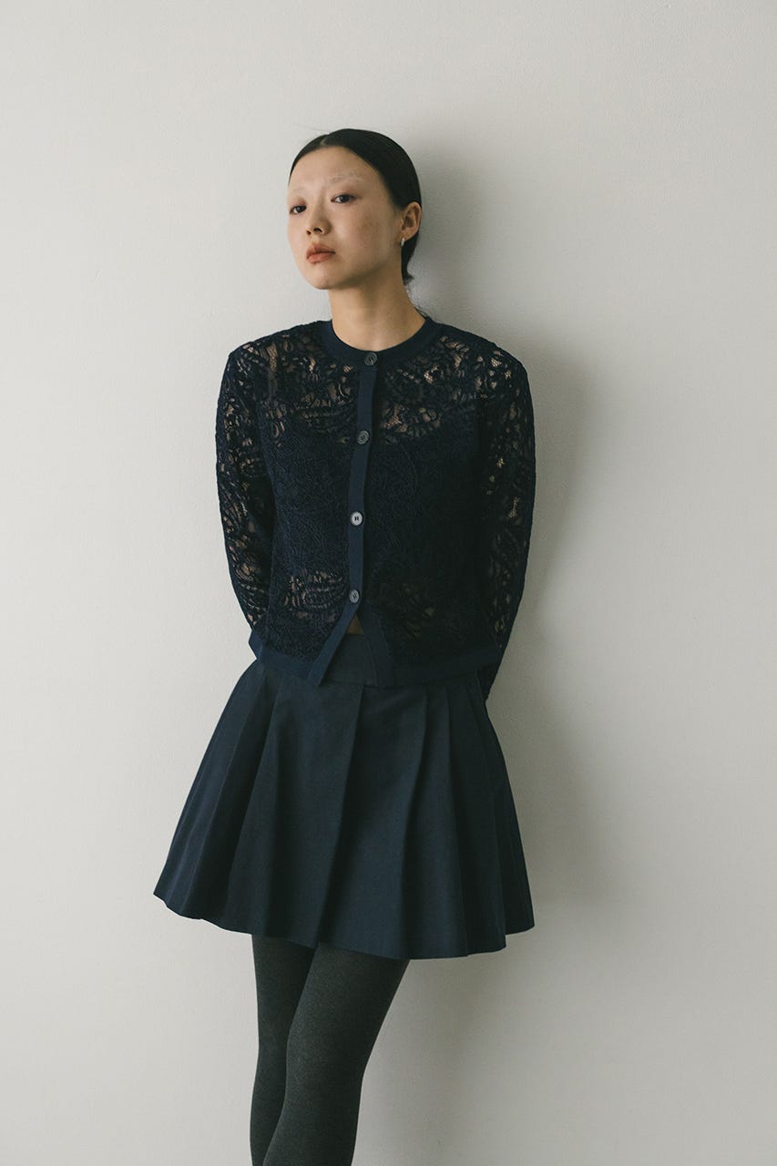 ニュアンスレースニットカーデ NVY FREE