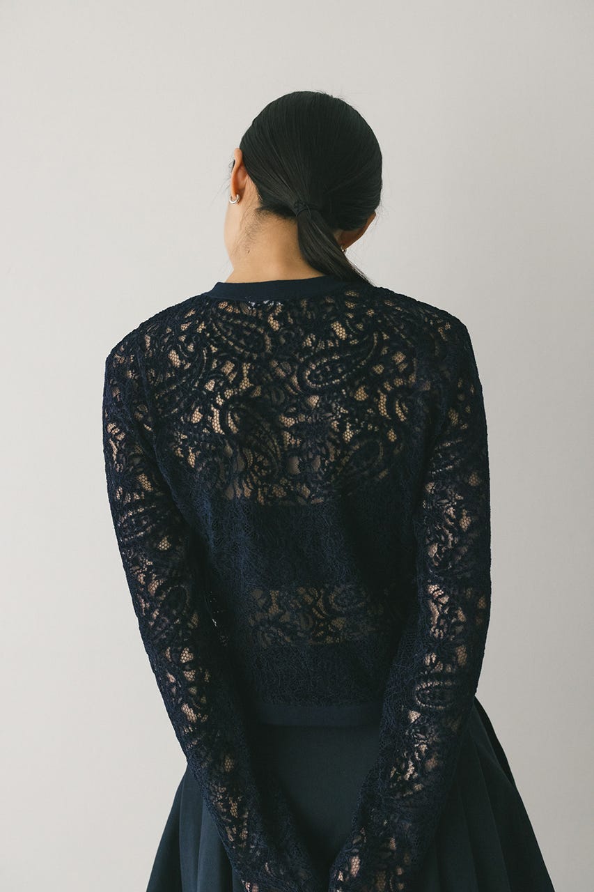 ニュアンスレースニットカーデ NVY FREE