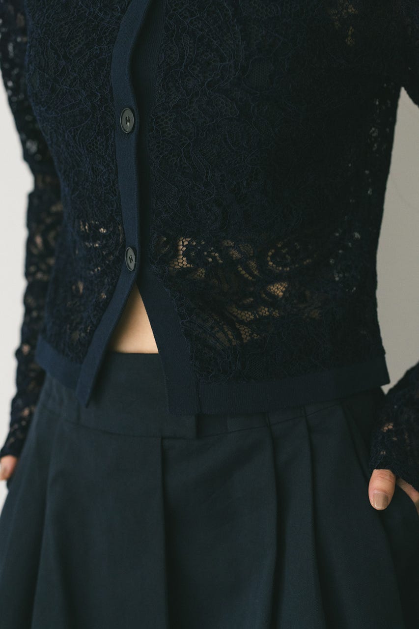 ニュアンスレースニットカーデ NVY FREE