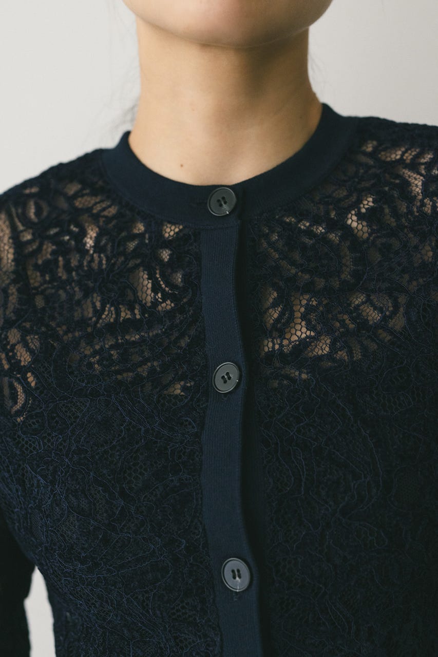 ニュアンスレースニットカーデ NVY FREE