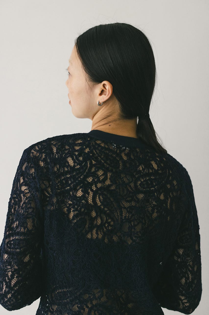 ニュアンスレースニットカーデ NVY FREE