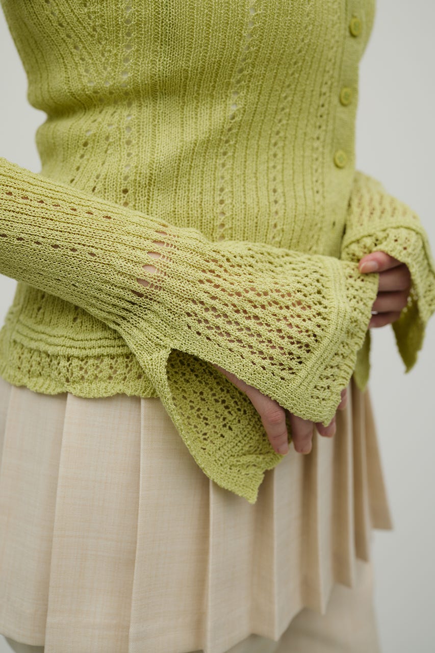 アイレットレースニットポロ GRN FREE