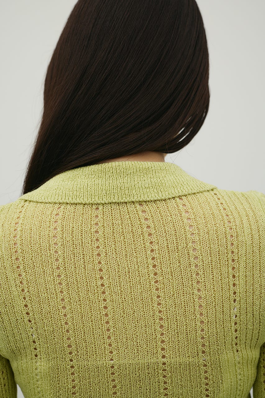 アイレットレースニットポロ GRN FREE