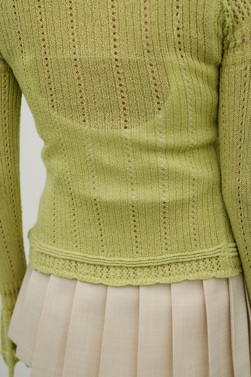 アイレットレースニットポロ GRN FREE