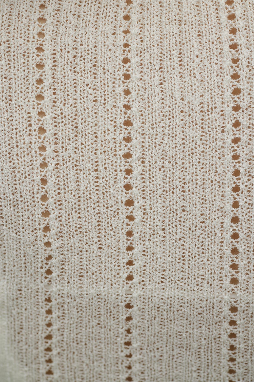 アイレットレースニットポロ WHT FREE