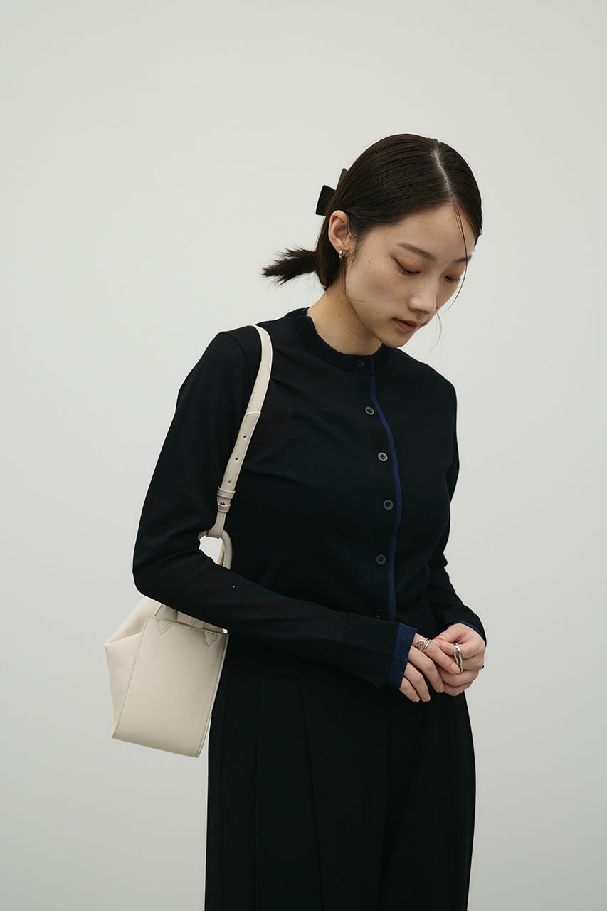 バイカラーニットカーデ BLK FREE