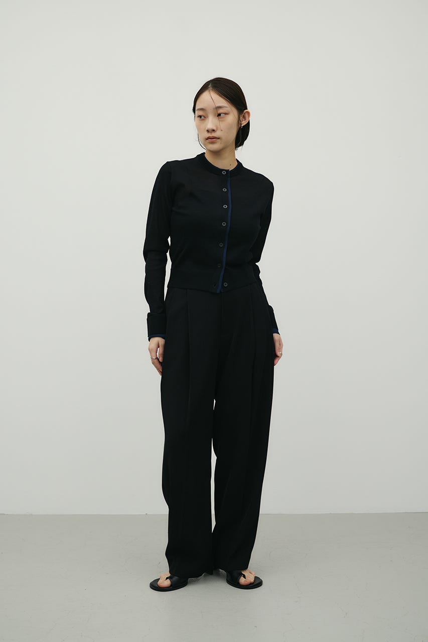 バイカラーニットカーデ BLK FREE