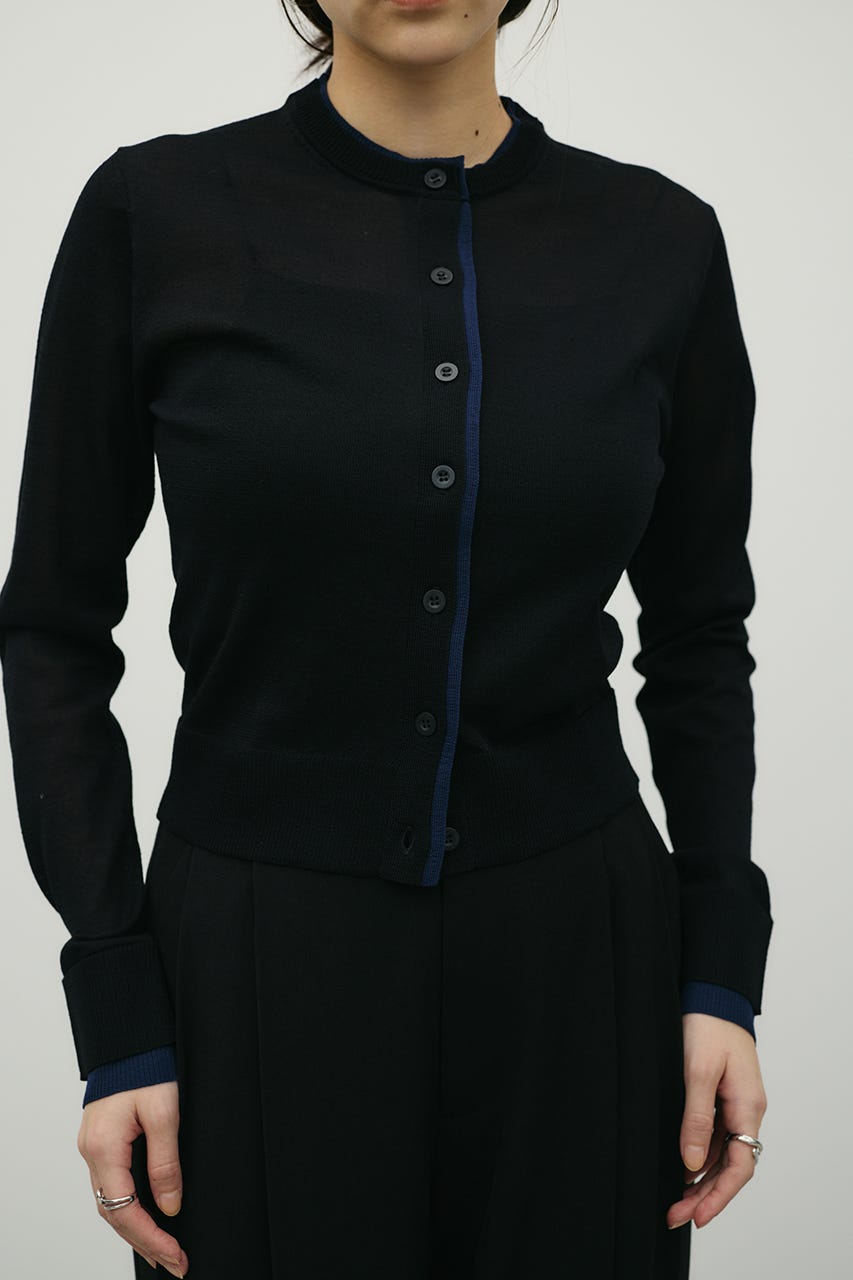 バイカラーニットカーデ BLK FREE