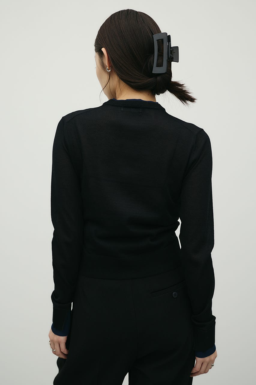 バイカラーニットカーデ BLK FREE