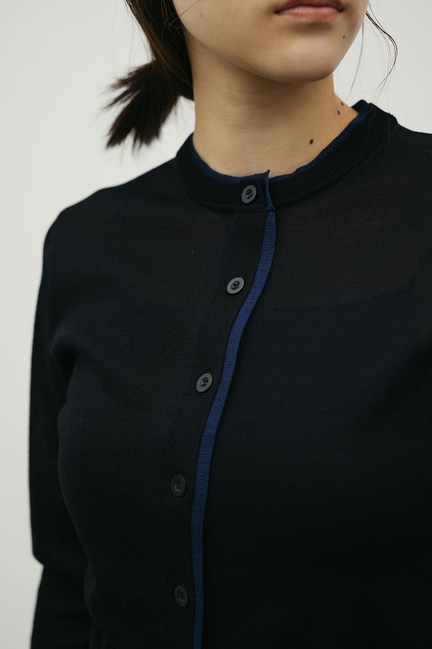 バイカラーニットカーデ BLK FREE