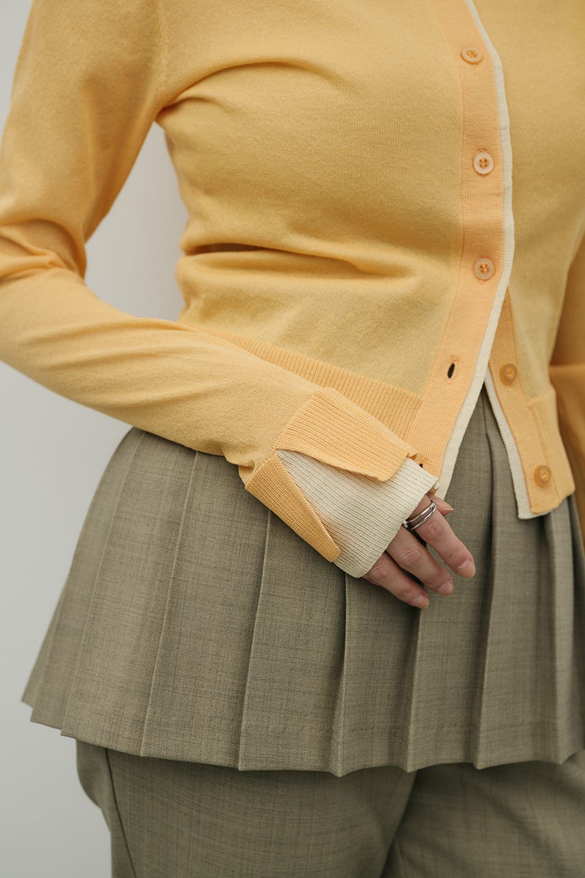 バイカラーニットカーデ ORG FREE