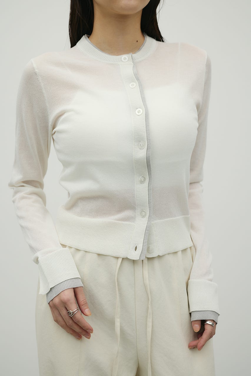 バイカラーニットカーデ WHT FREE