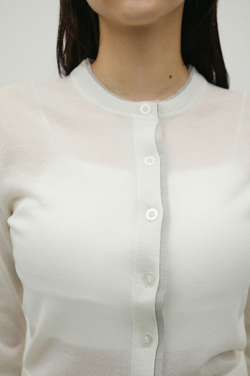 バイカラーニットカーデ WHT FREE