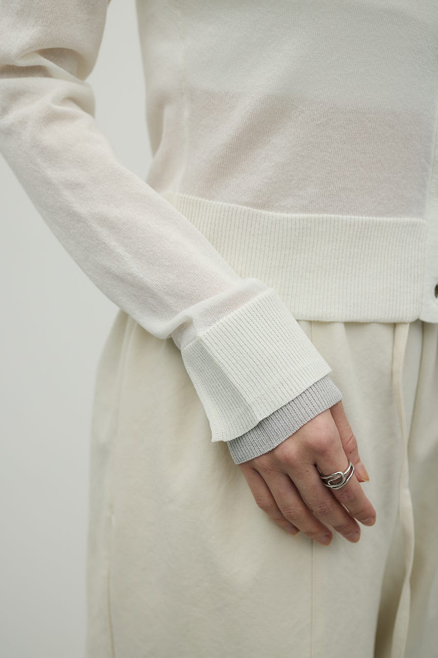 バイカラーニットカーデ WHT FREE