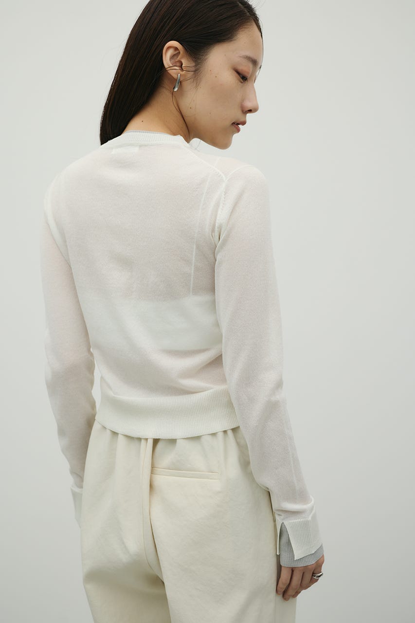 バイカラーニットカーデ WHT FREE