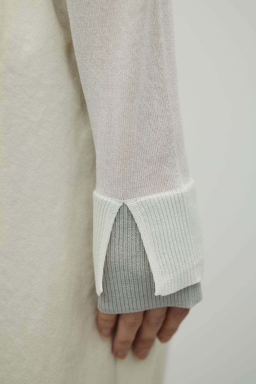 バイカラーニットカーデ WHT FREE