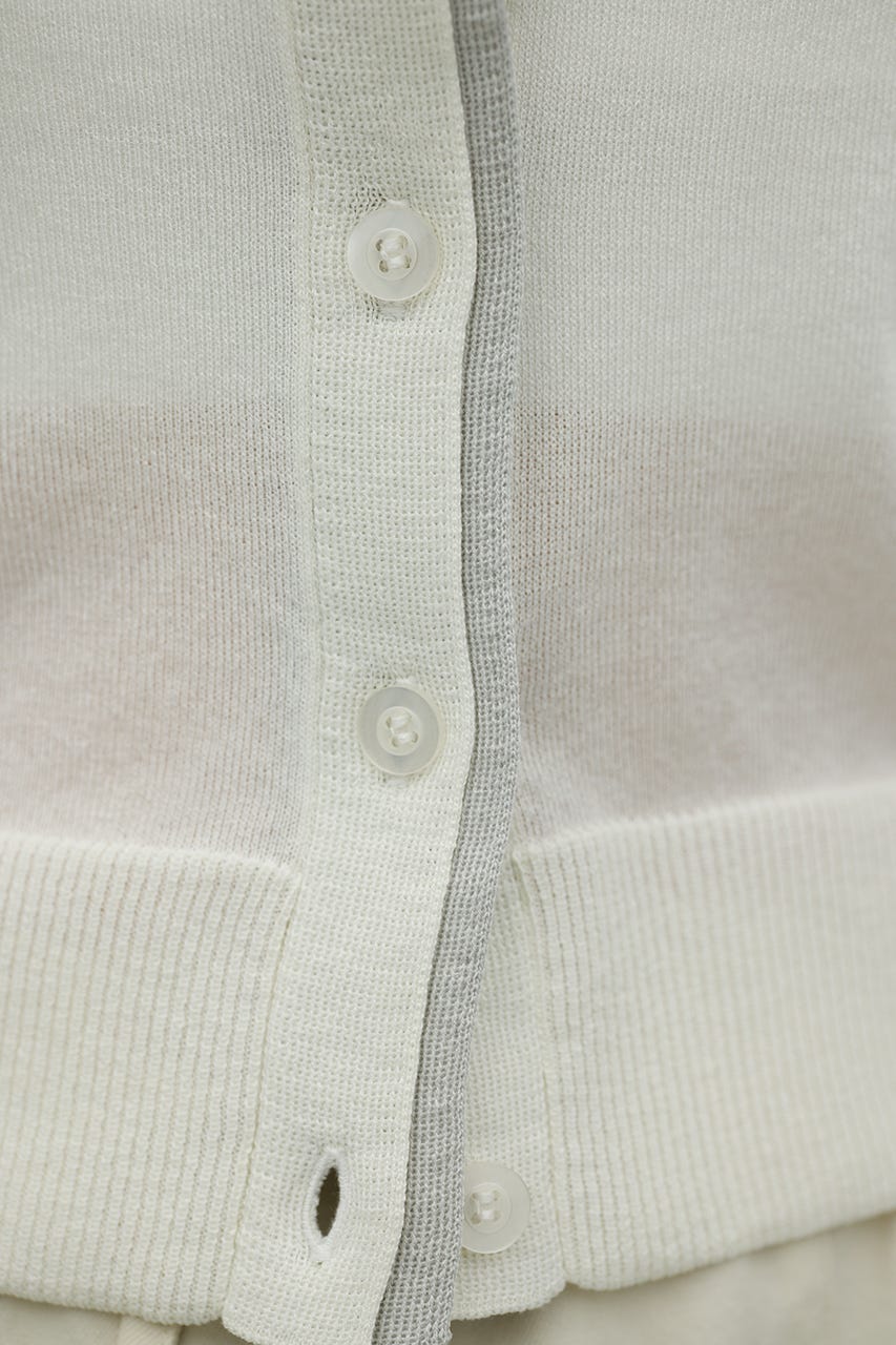 バイカラーニットカーデ WHT FREE