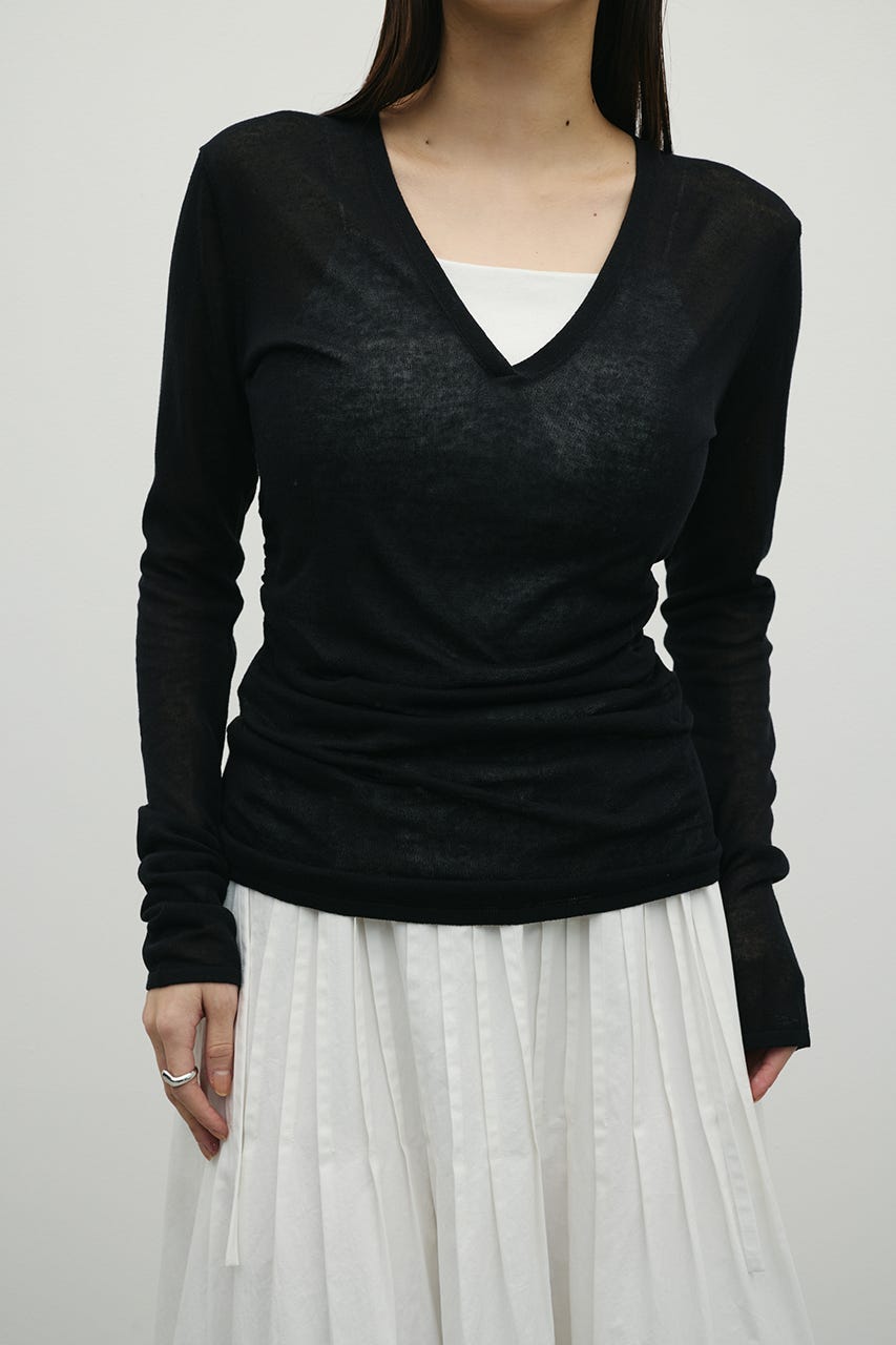 ディープVネックシアートップ BLK FREE