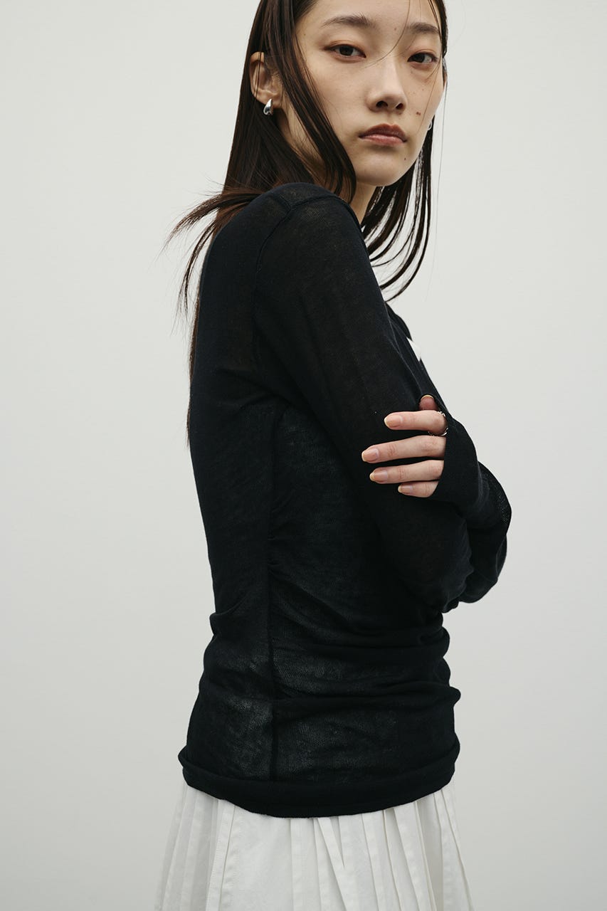 ディープVネックシアートップ BLK FREE