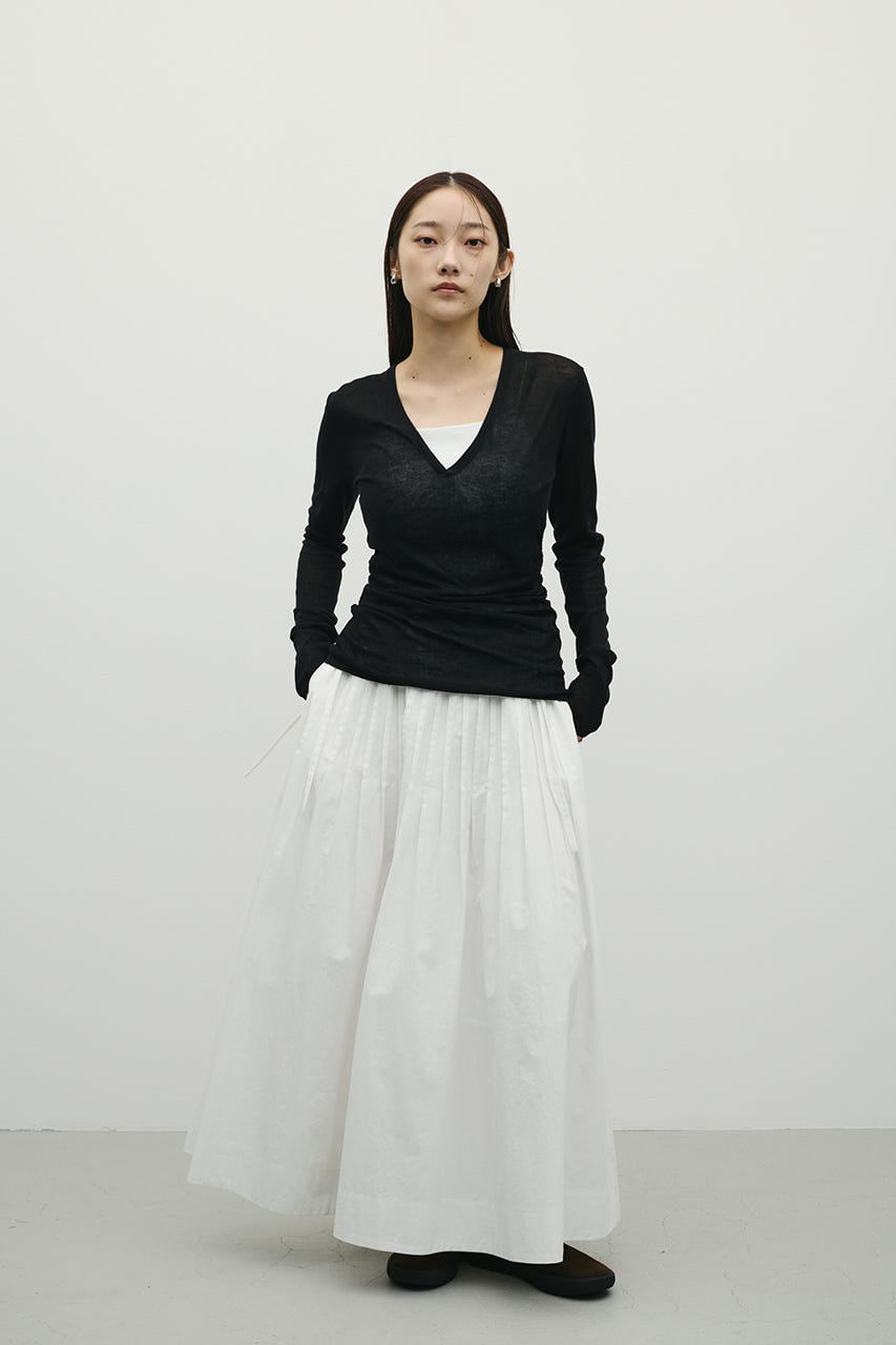 ディープVネックシアートップ BLK FREE