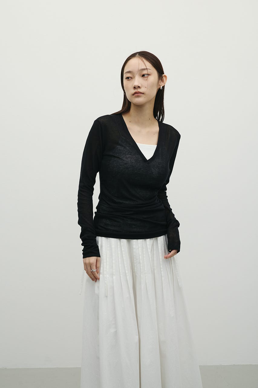 ディープVネックシアートップ BLK FREE