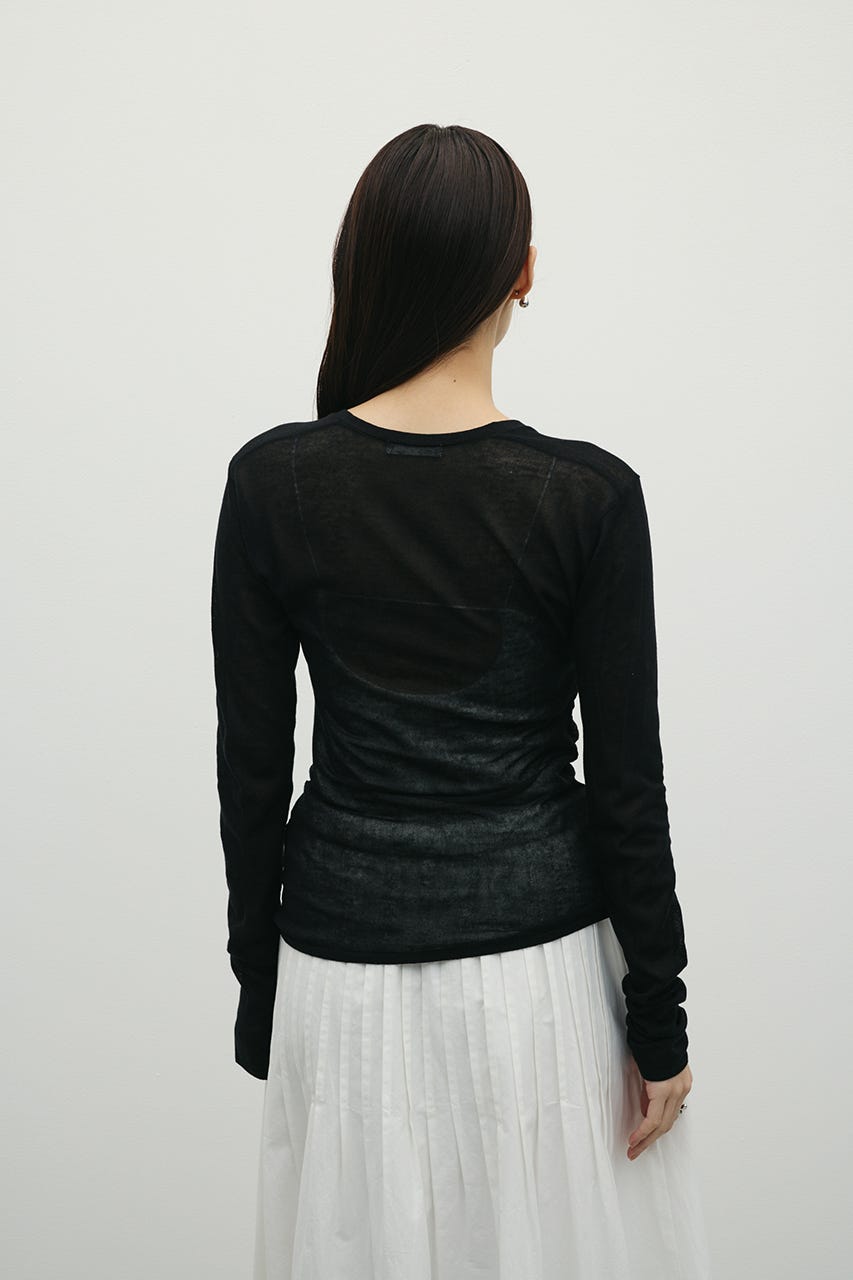 ディープVネックシアートップ BLK FREE