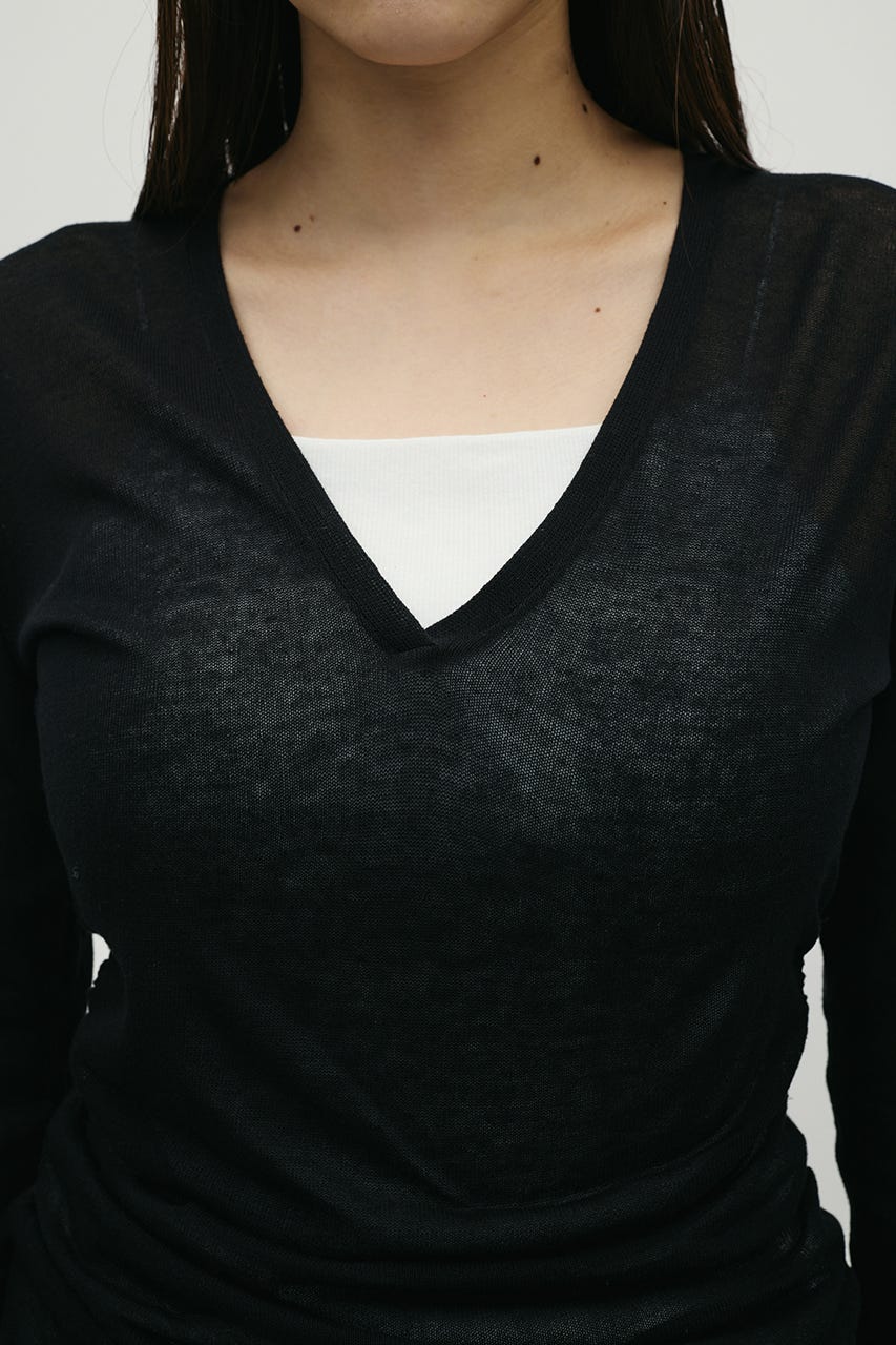 ディープVネックシアートップ BLK FREE