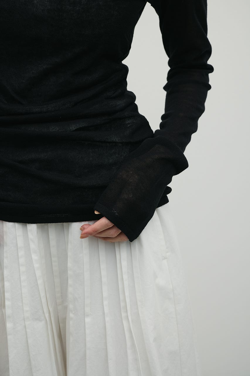 ディープVネックシアートップ BLK FREE