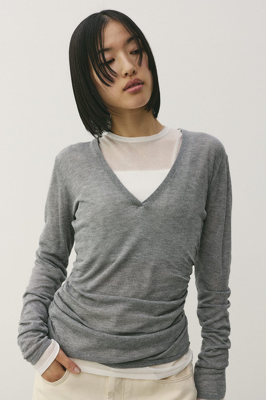 ディープVネックシアートップ GRY FREE