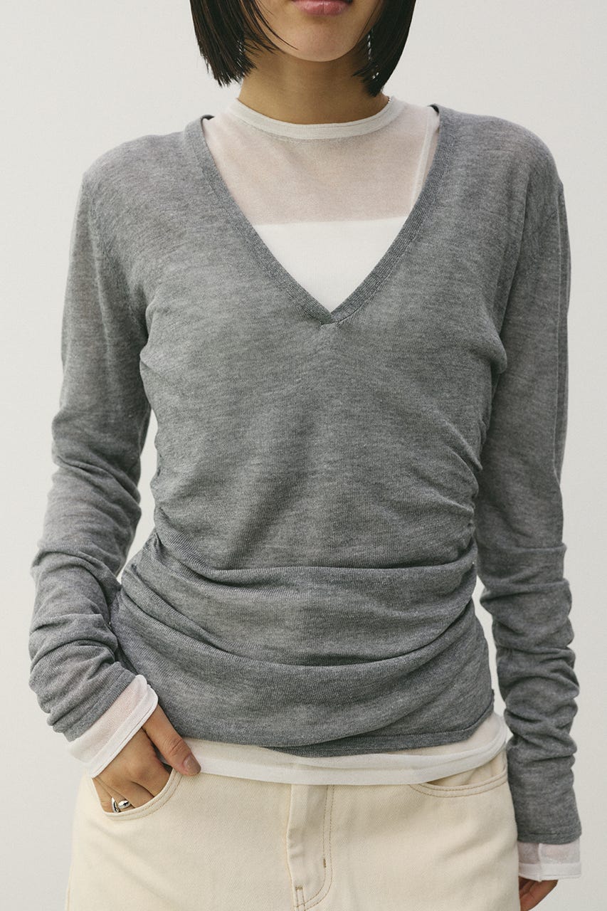 ディープVネックシアートップ GRY FREE