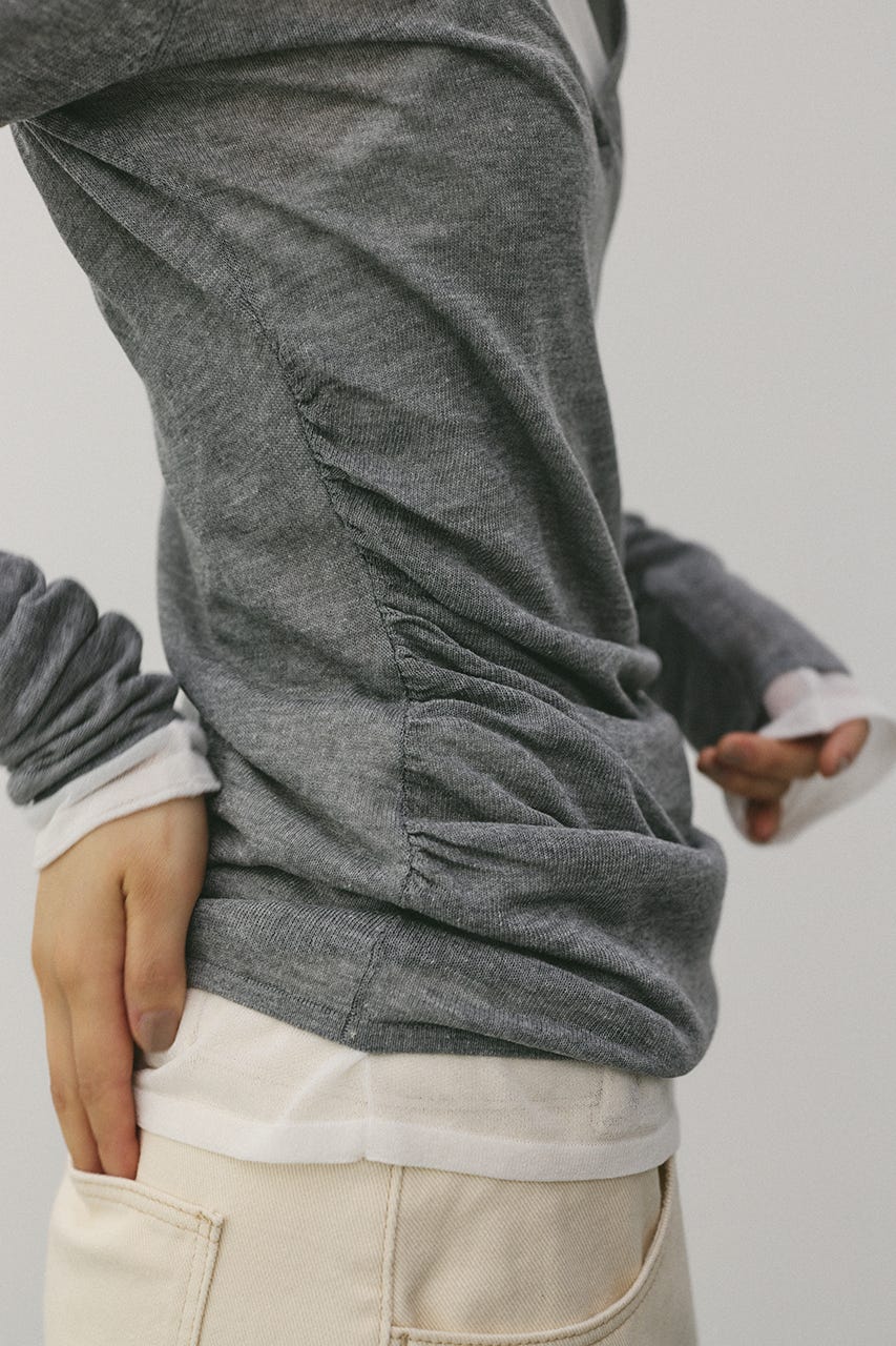 ディープVネックシアートップ GRY FREE