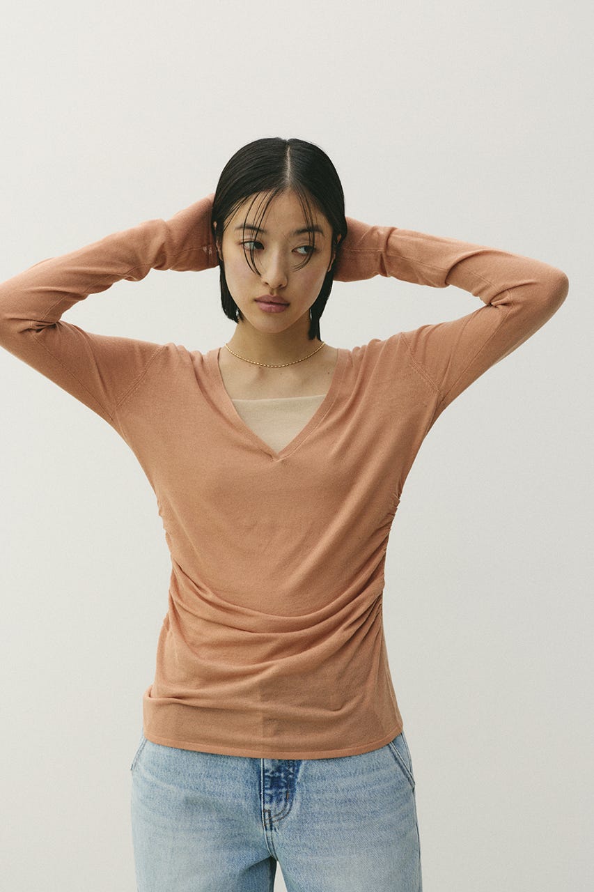 ディープVネックシアートップ L/ORG FREE