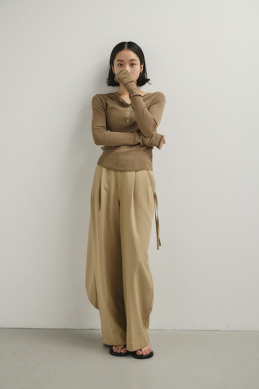 ヘンリーネックシアーニット BEG FREE