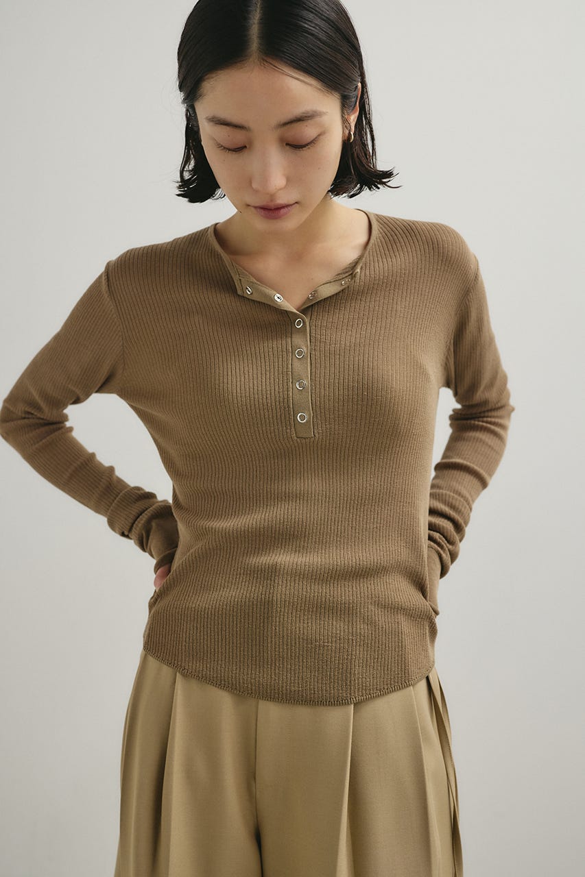 ヘンリーネックシアーニット BEG FREE