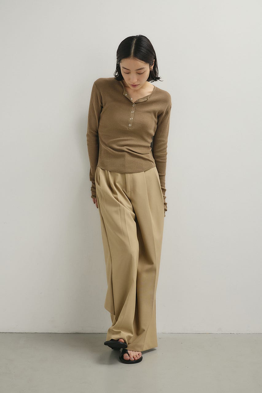 ヘンリーネックシアーニット BEG FREE