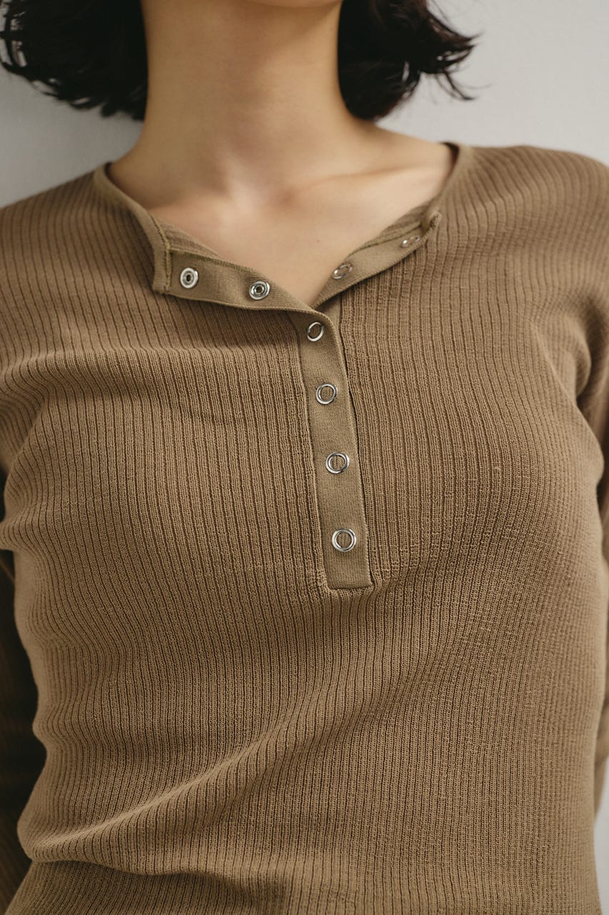 ヘンリーネックシアーニット BEG FREE