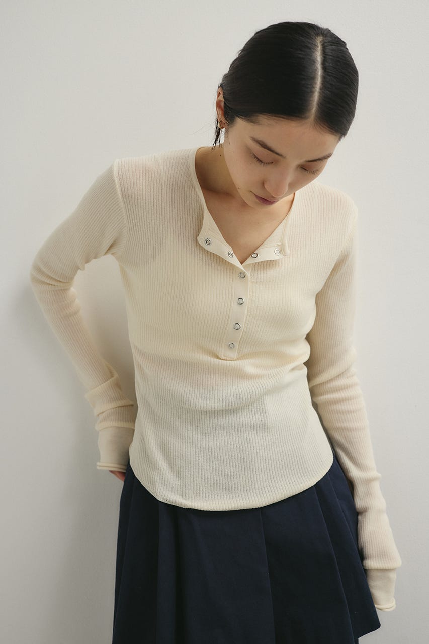 ヘンリーネックシアーニット IVOY FREE