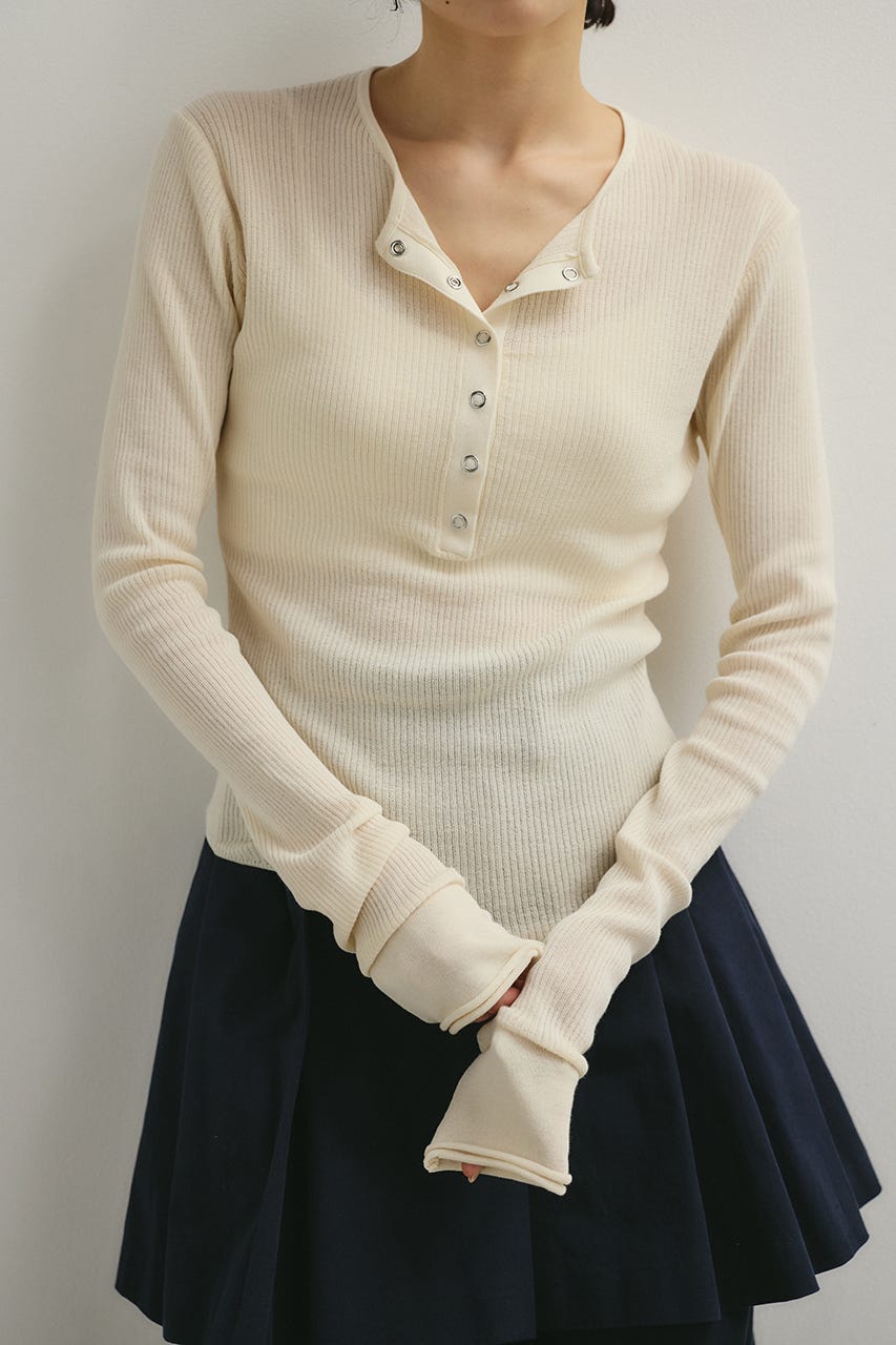 ヘンリーネックシアーニット IVOY FREE