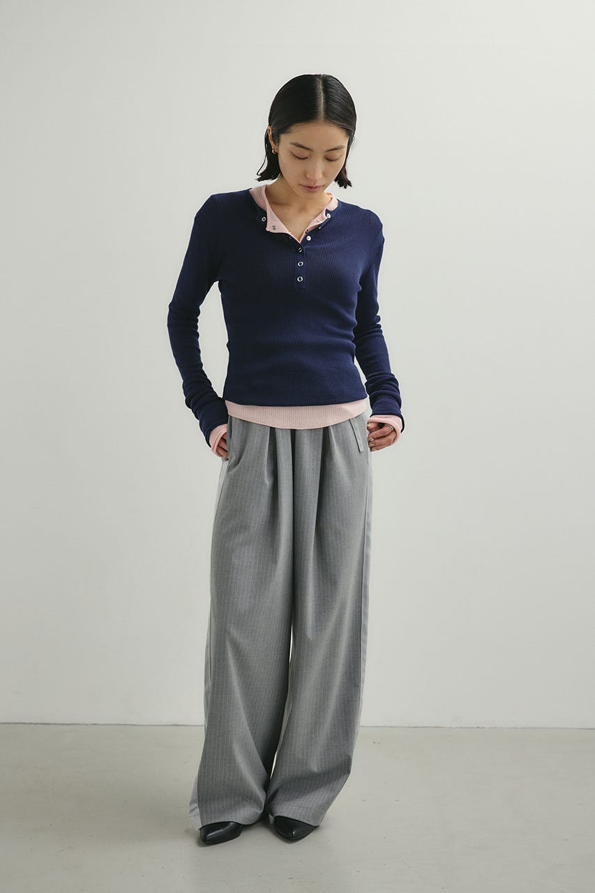 ヘンリーネックシアーニット NVY FREE