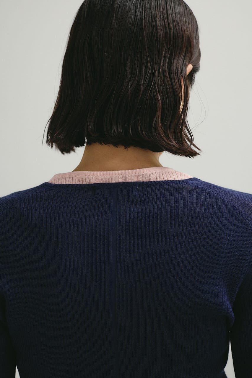 ヘンリーネックシアーニット NVY FREE