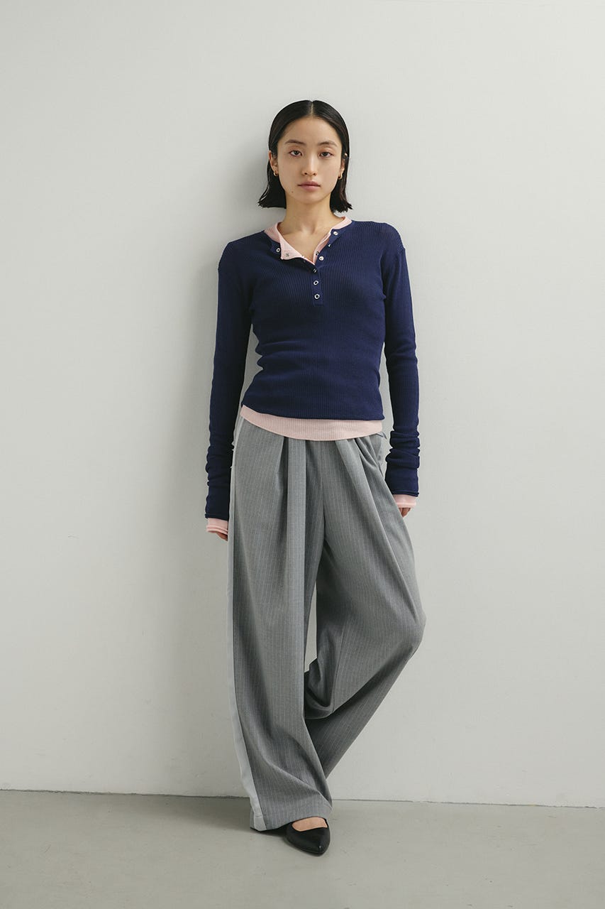 ヘンリーネックシアーニット NVY FREE